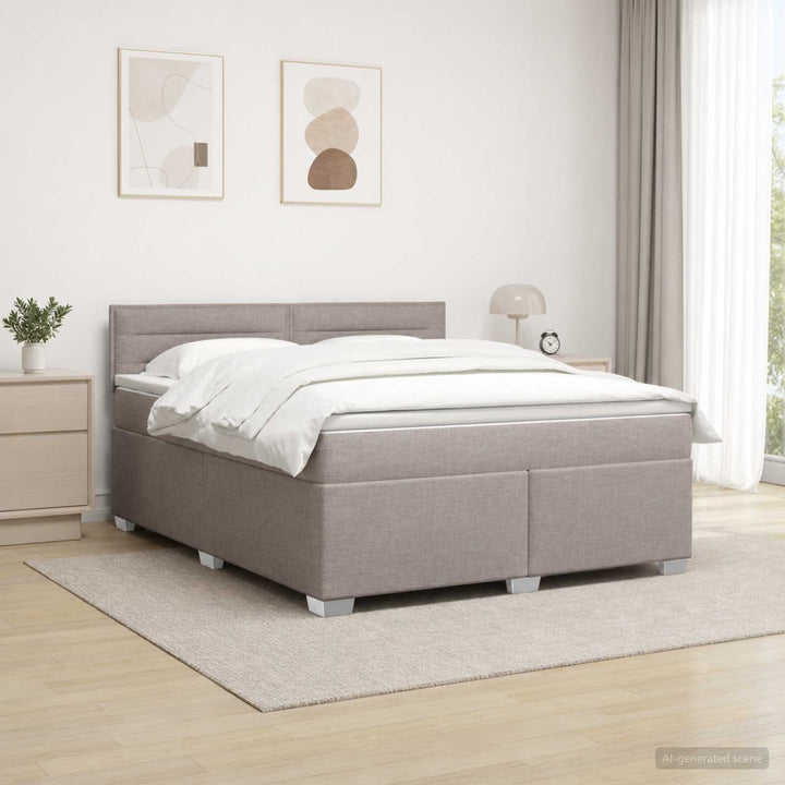 Boxmadras med topmadras Gråbrun 140 x 200 cm Stof