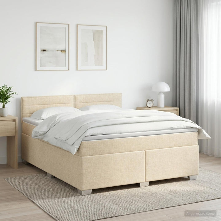 Boxmadras med topmadras Cremefarvet 140 x 200 cm Stof
