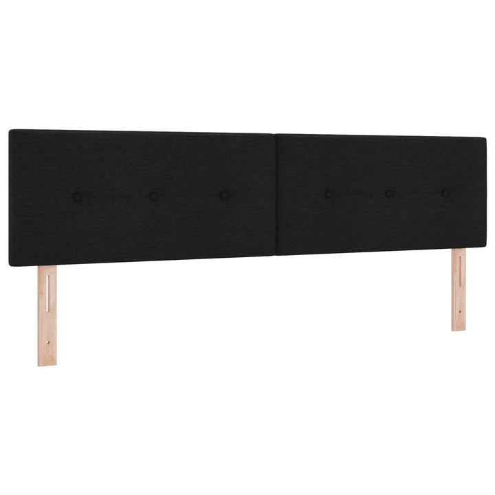 Boxmadras med topmadras med hovedgærde Sort 180 x 200 cm Stof