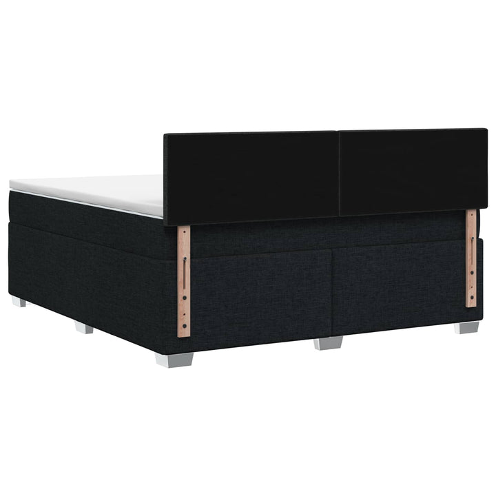 Boxmadras med topmadras med hovedgærde Sort 180 x 200 cm Stof