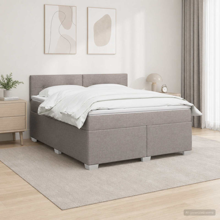 Boxmadras med topmadras Gråbrun 180 x 200 cm Stof
