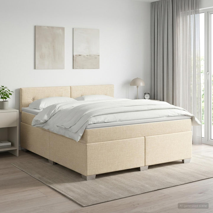 Boxmadras med topmadras Cremefarvet 140 x 200 cm Stof