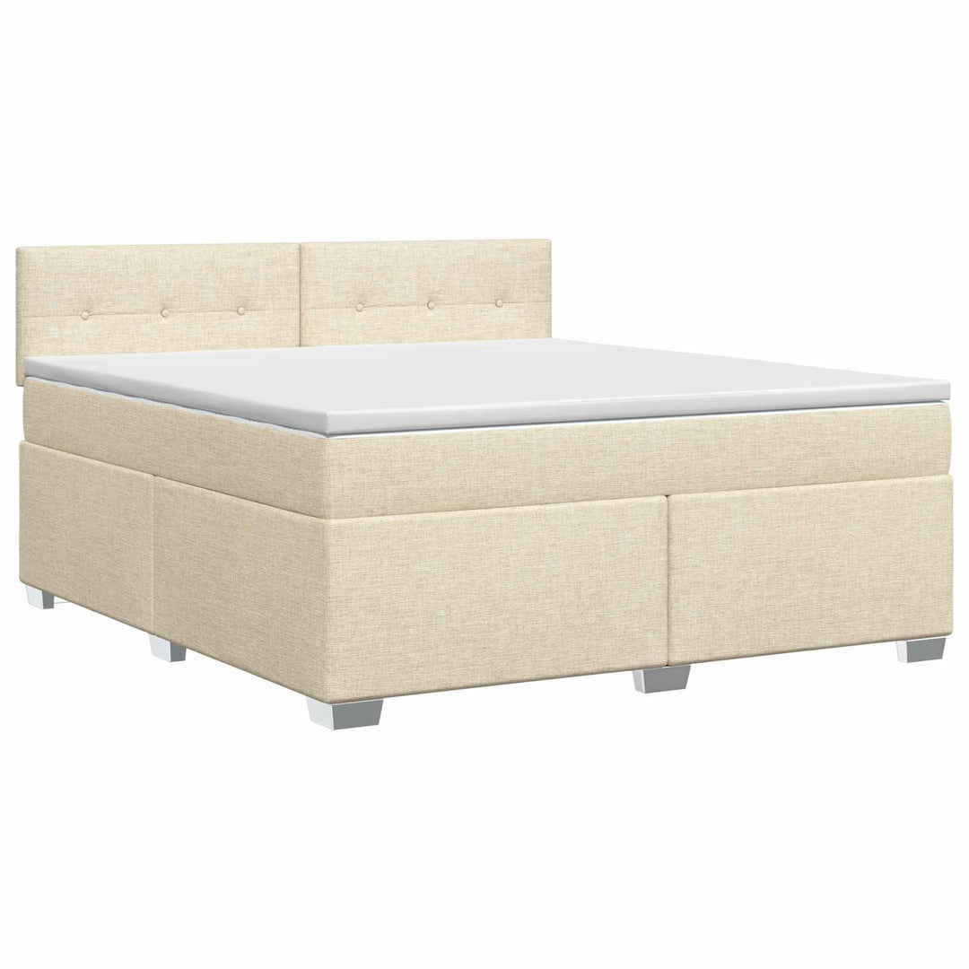 Boxmadras med topmadras Cremefarvet 180 x 200 cm Stof