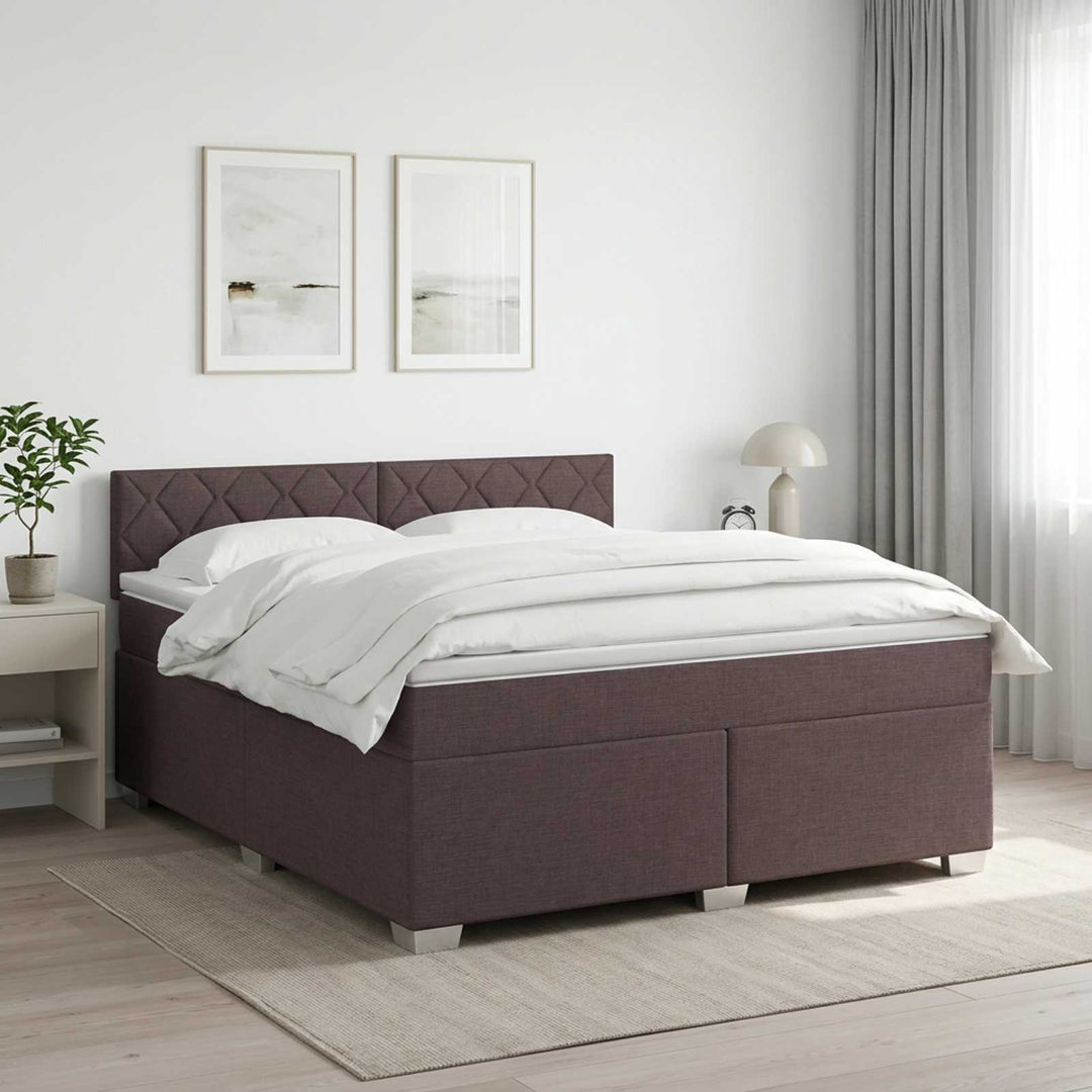 Boxmadras med topmadras Mørk Brun 140 x 190 cm Stof