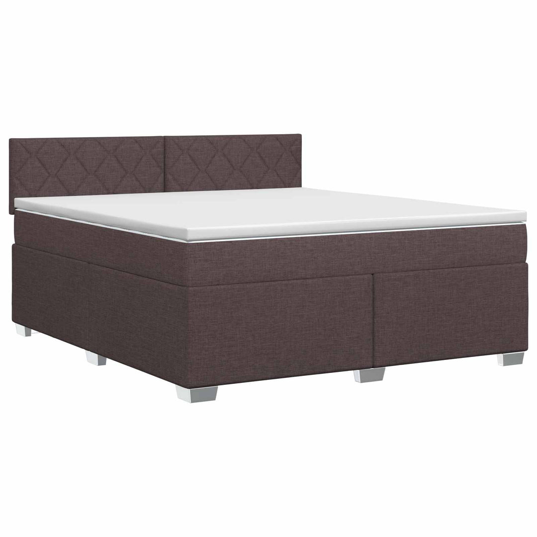 Boxmadras med topmadras Mørk Brun 180 x 200 cm Stof