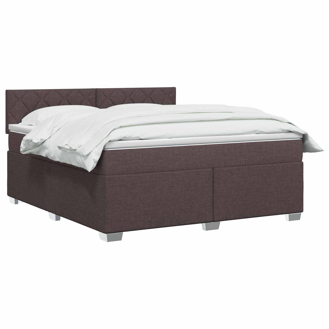 Boxmadras med topmadras Mørk Brun 180 x 200 cm Stof