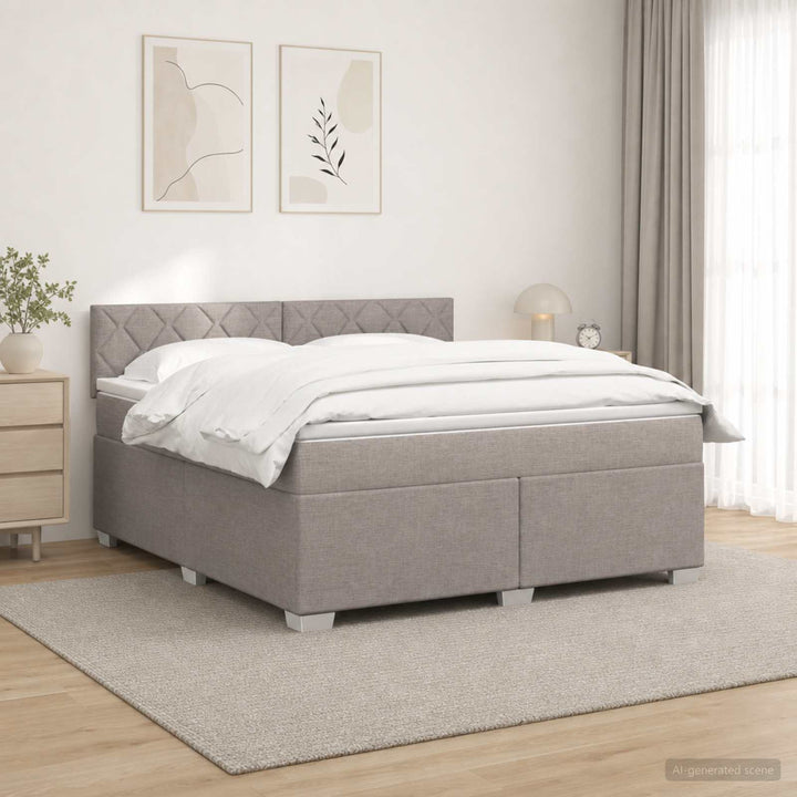 Boxmadras med topmadras Gråbrun 140 x 190 cm Stof