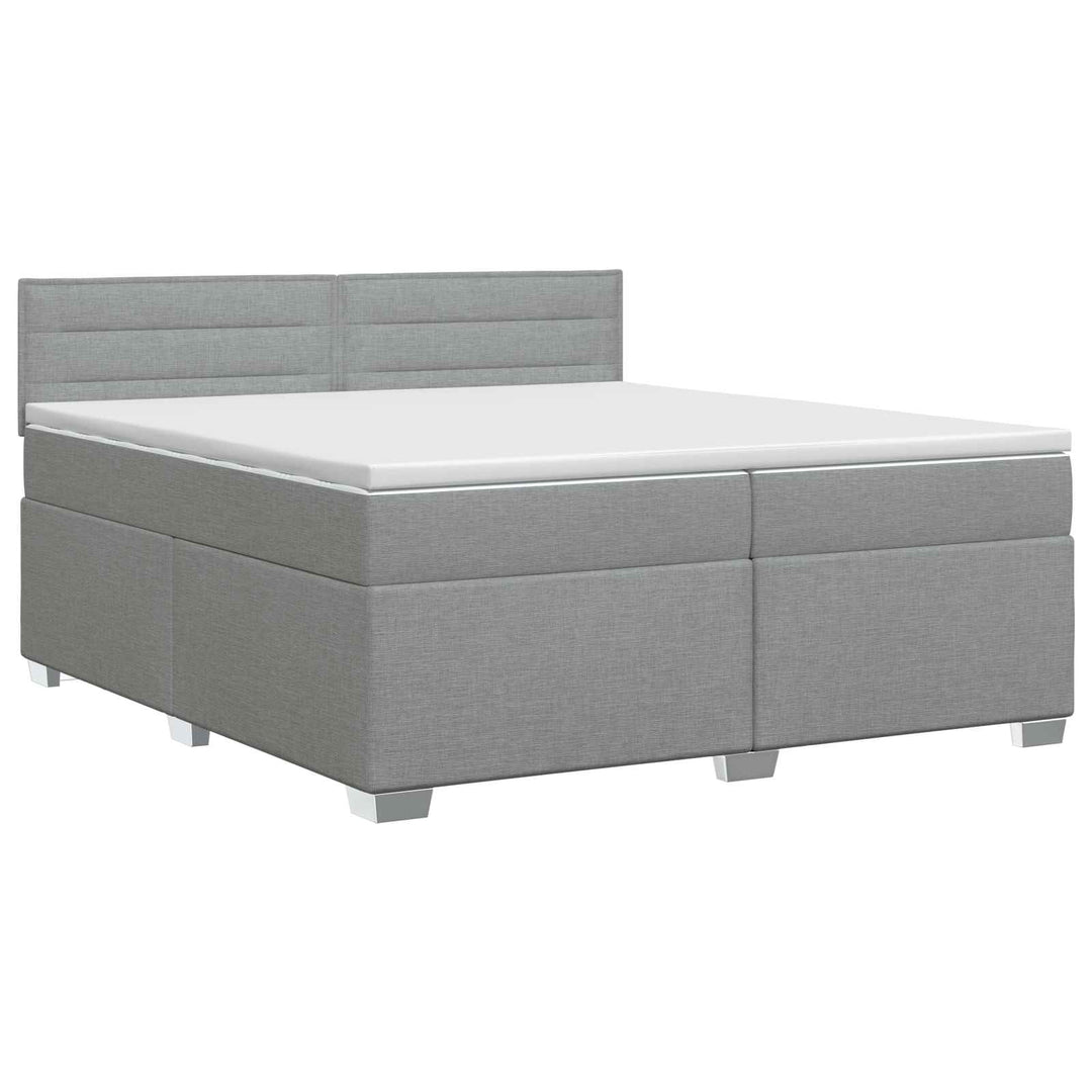 Boxmadras med topmadras Lysegrå 200 x 200 cm Stof