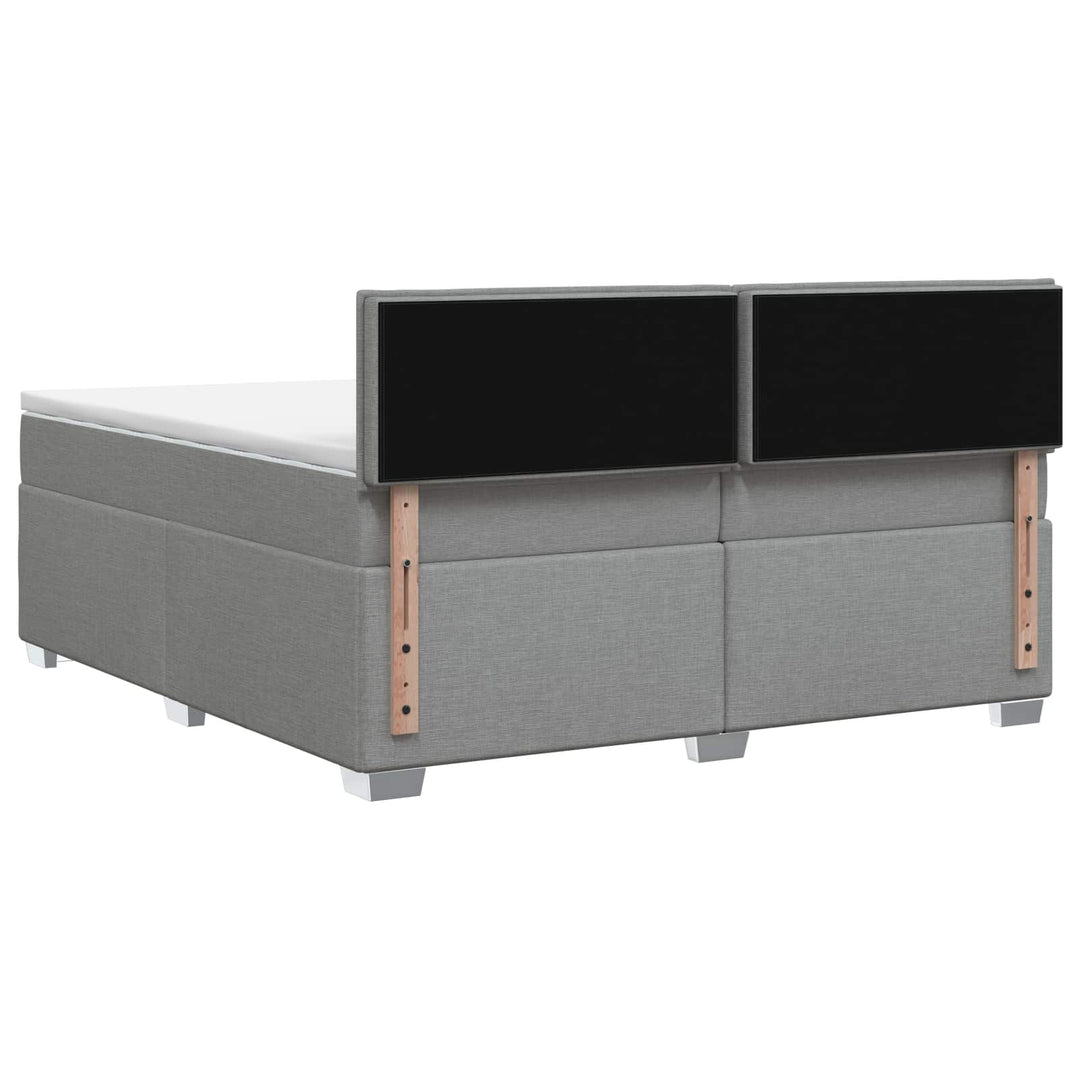 Boxmadras med topmadras Lysegrå 200 x 200 cm Stof