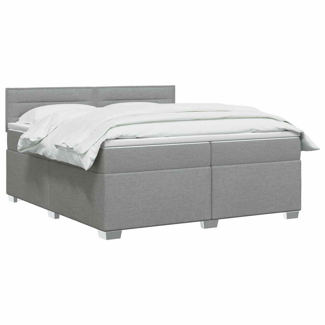 Boxmadras med topmadras Lysegrå 200 x 200 cm Stof