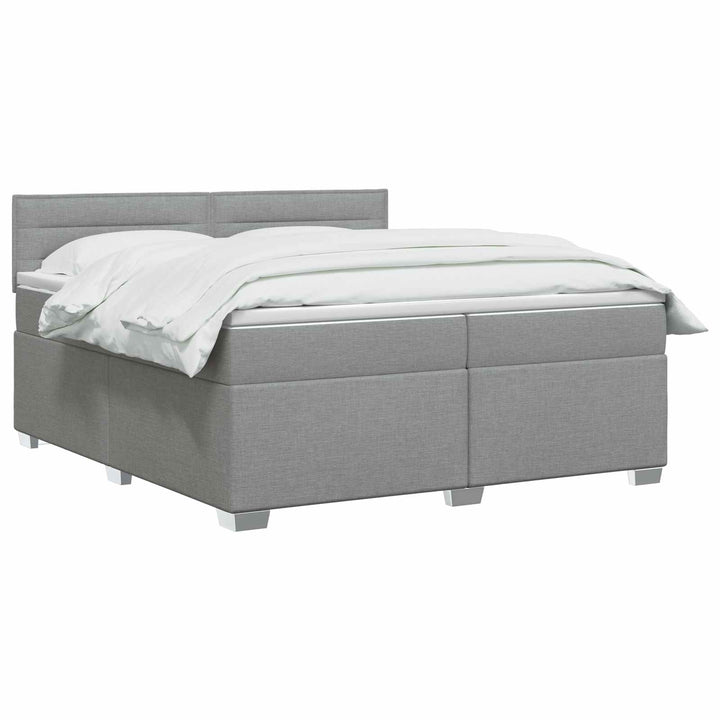Boxmadras med topmadras Lysegrå 200 x 200 cm Stof