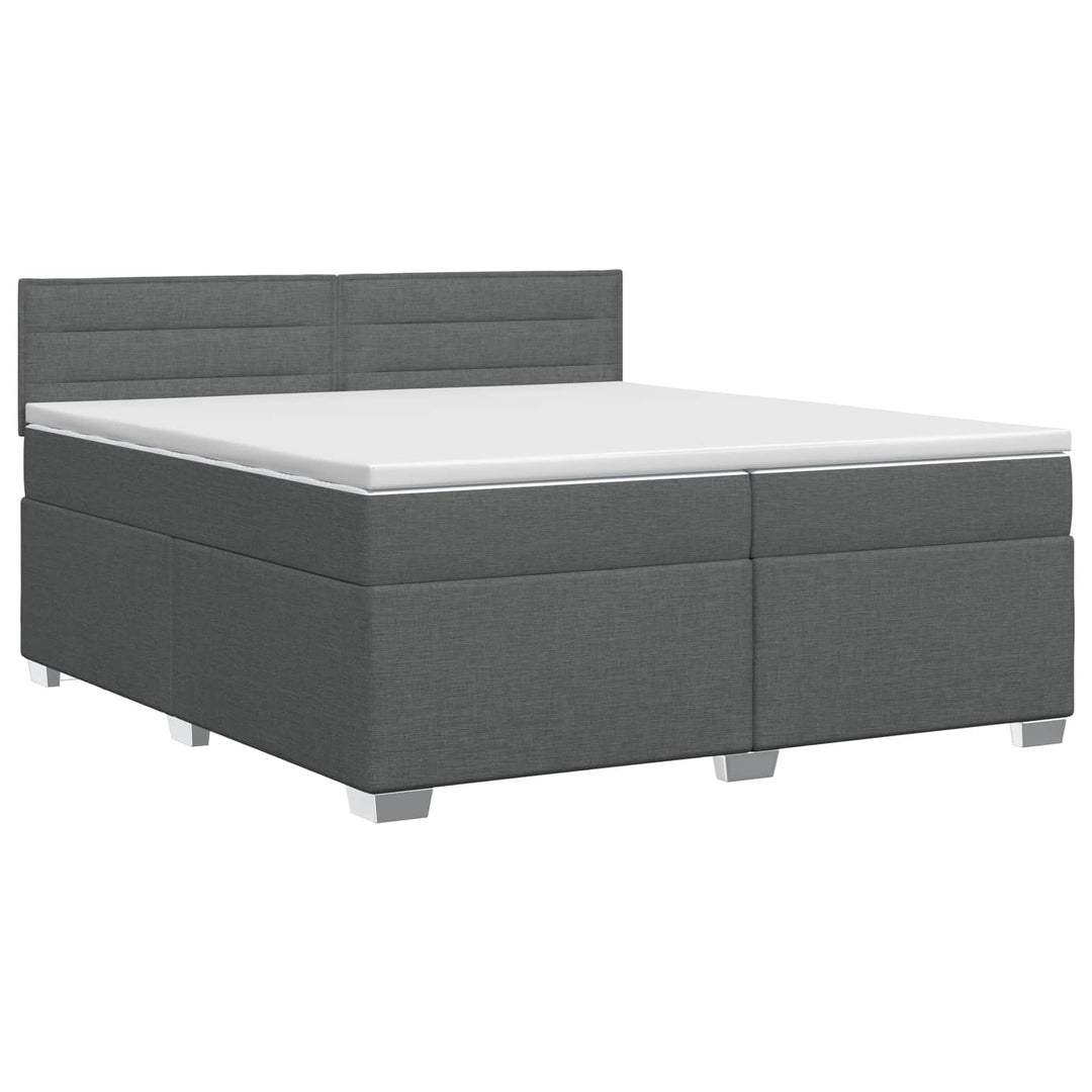 Boxmadras med topmadras Mørkegrå 200 x 200 cm Stof