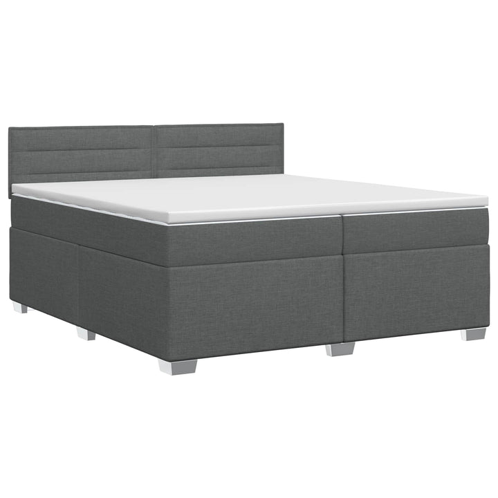 Boxmadras med topmadras Mørkegrå 200 x 200 cm Stof