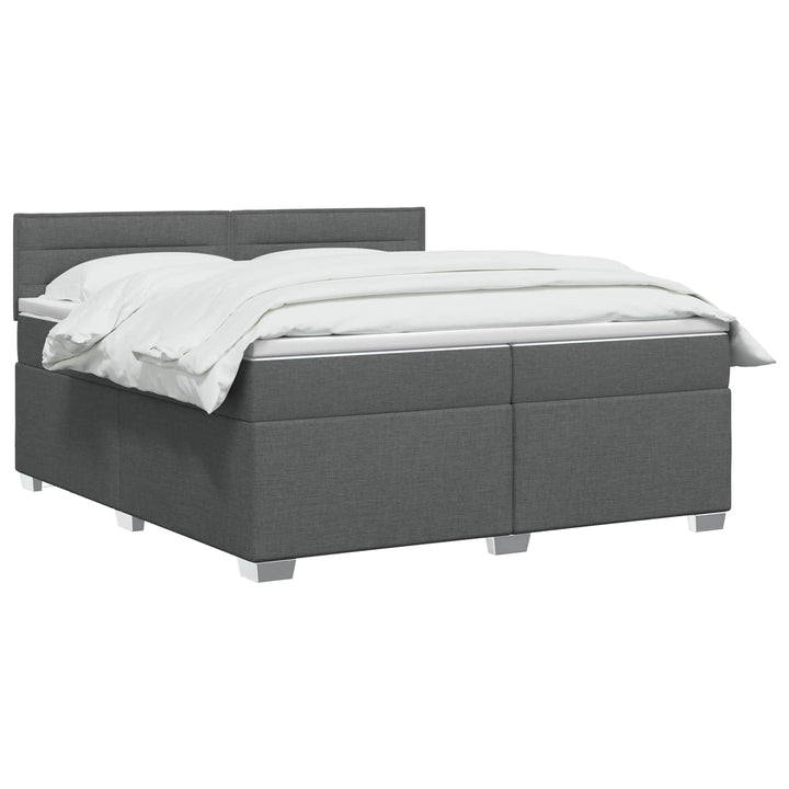 Boxmadras med topmadras Mørkegrå 200 x 200 cm Stof