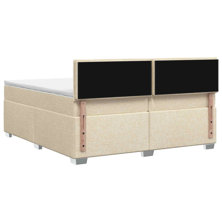 Boxmadras med topmadras Cremefarvet 200 x 200 cm Stof