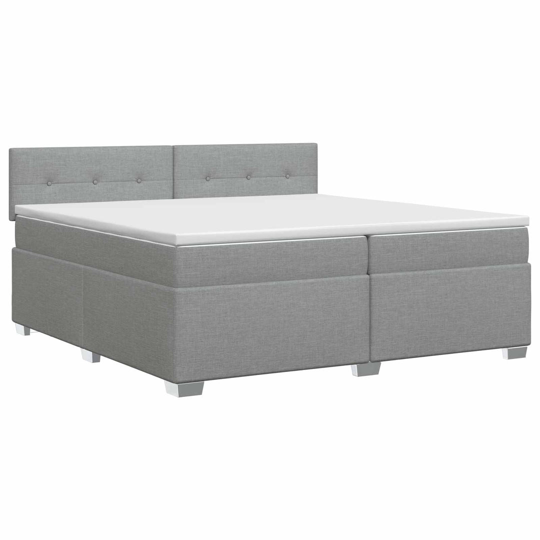 Boxmadras med topmadras Lysegrå 200 x 200 cm Stof