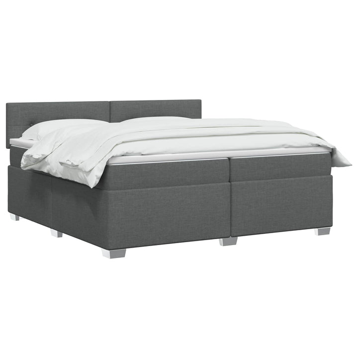 Boxmadras med topmadras Mørkegrå 200 x 200 cm Stof