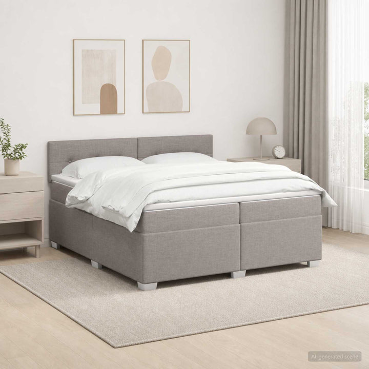 Boxmadras med topmadras Gråbrun 200 x 200 cm Stof