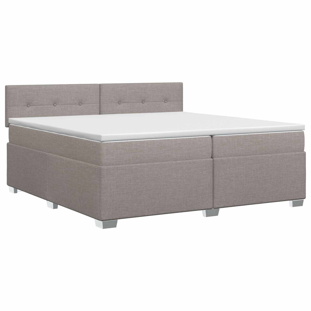 Boxmadras med topmadras Gråbrun 200 x 200 cm Stof