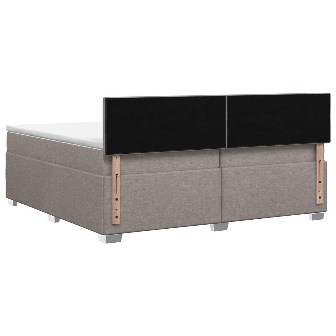 Boxmadras med topmadras Gråbrun 200 x 200 cm Stof