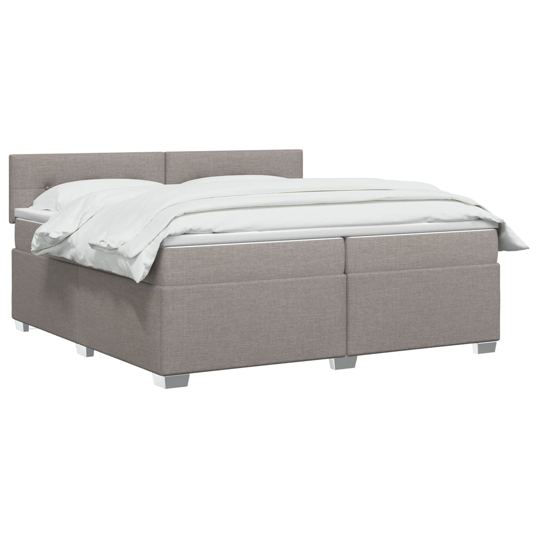Boxmadras med topmadras Gråbrun 200 x 200 cm Stof