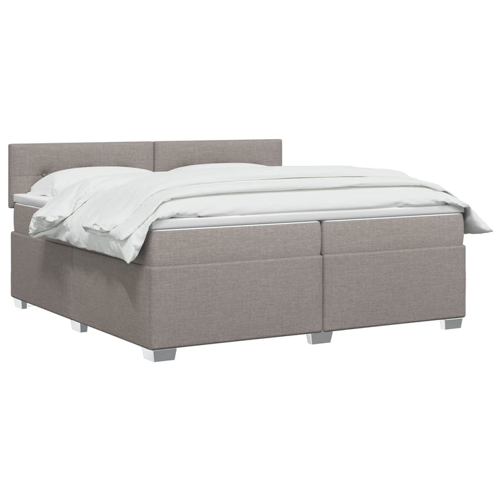 Boxmadras med topmadras Gråbrun 200 x 200 cm Stof