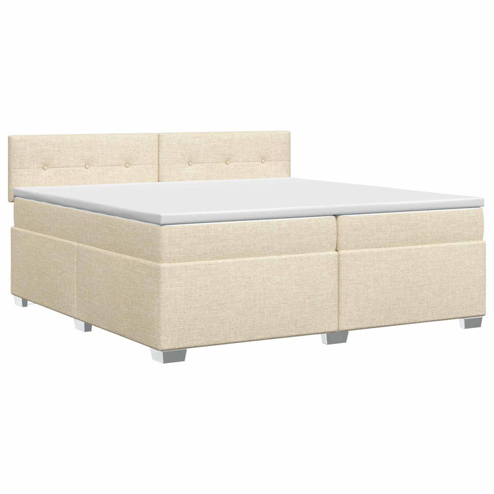 Boxmadras med topmadras Cremefarvet 200 x 200 cm Stof