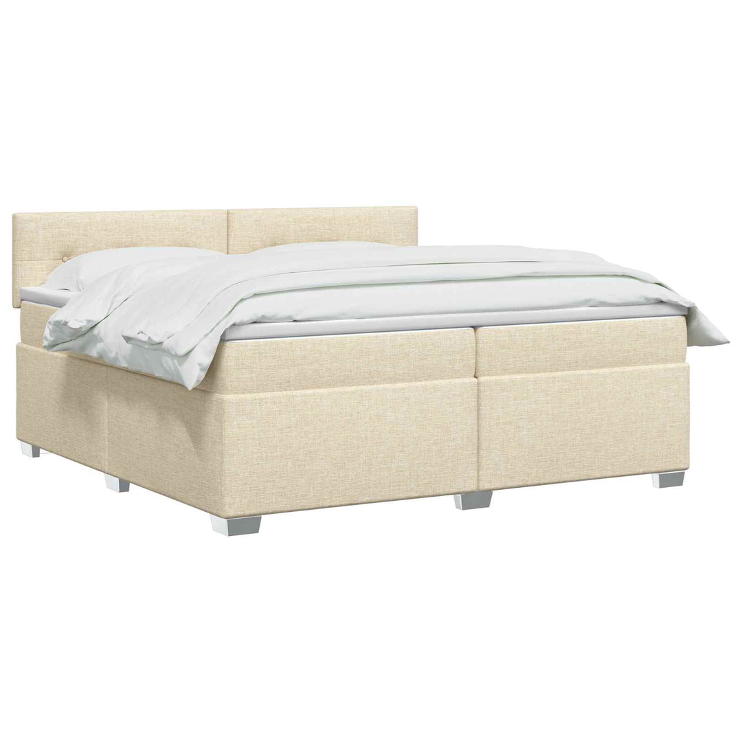 Boxmadras med topmadras Cremefarvet 200 x 200 cm Stof