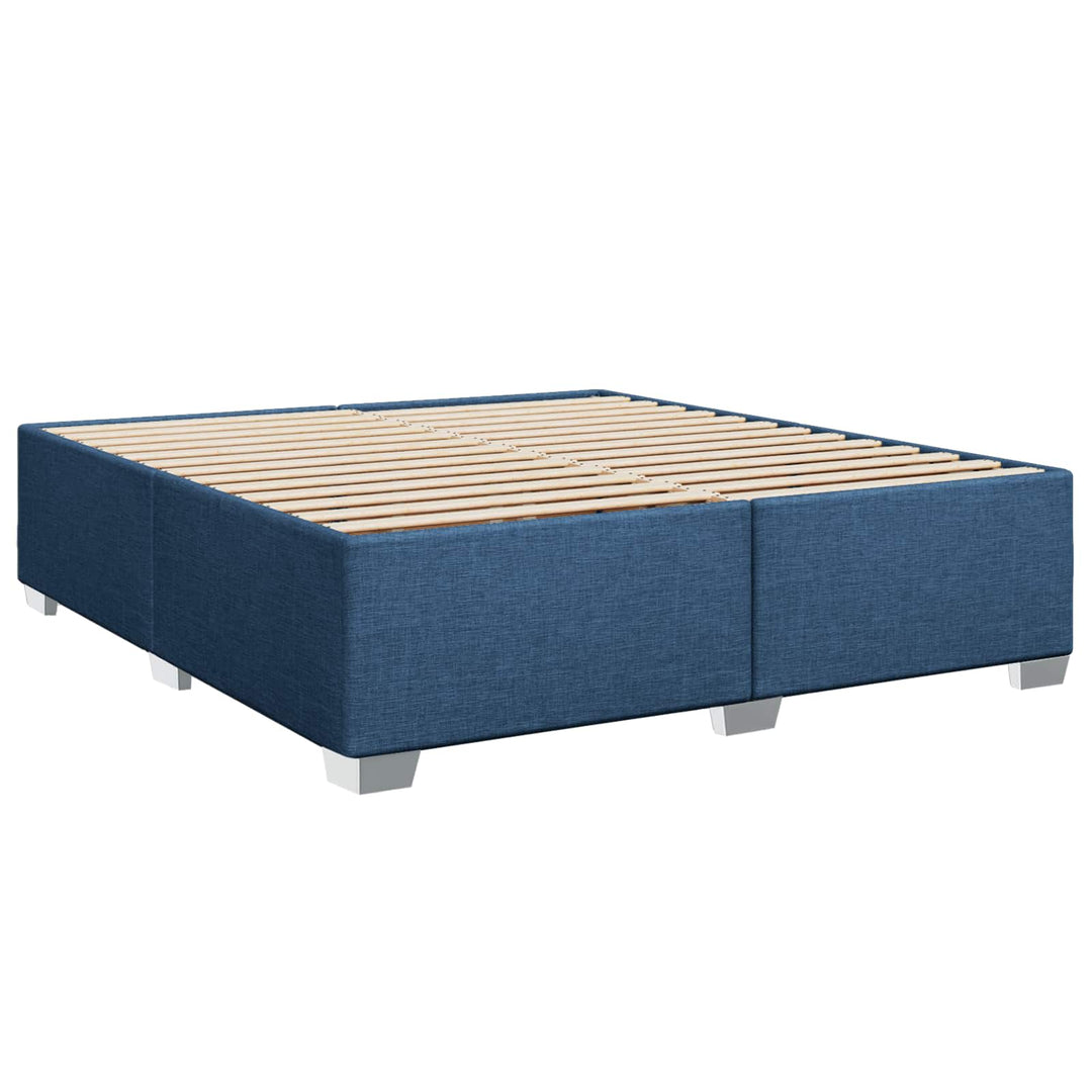Boxmadras med topmadras med hovedgærde Blå 200 x 200 cm Stof