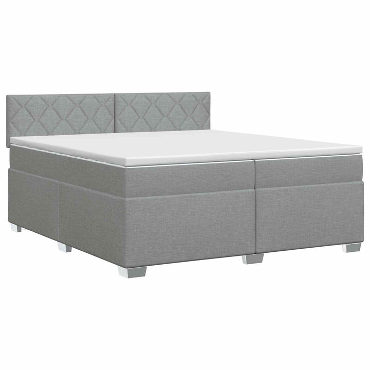 Boxmadras med topmadras Lysegrå 200 x 200 cm Stof