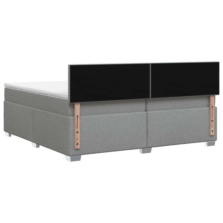 Boxmadras med topmadras Lysegrå 200 x 200 cm Stof
