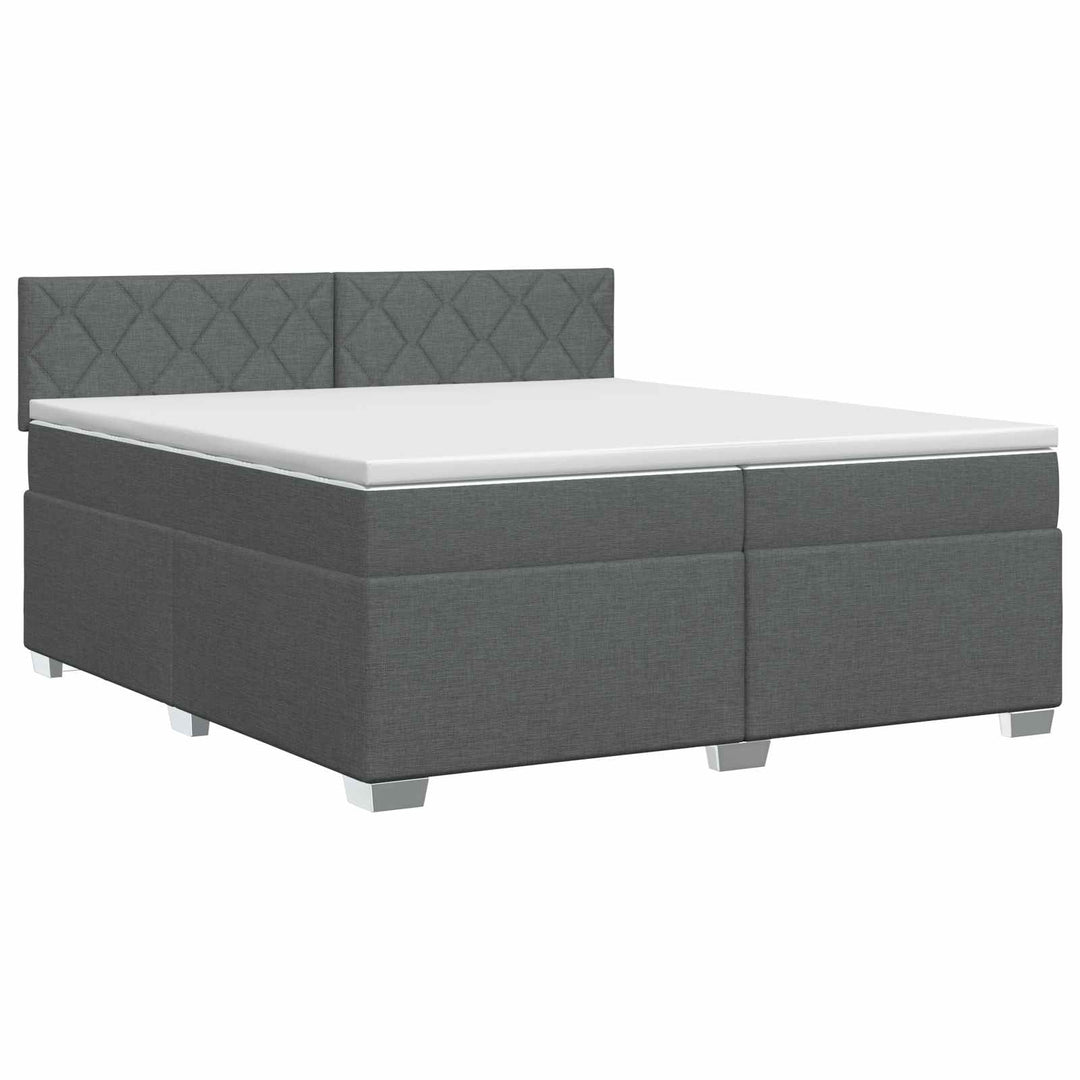 Boxmadras med topmadras Mørkegrå 200 x 200 cm Stof