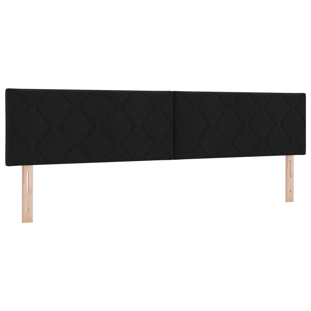 Boxmadras med topmadras med hovedgærde Sort 200 x 200 cm Stof