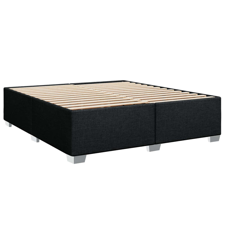 Boxmadras med topmadras med hovedgærde Sort 200 x 200 cm Stof