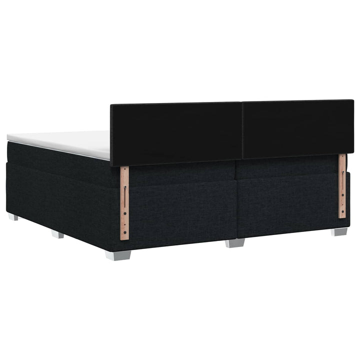 Boxmadras med topmadras med hovedgærde Sort 200 x 200 cm Stof