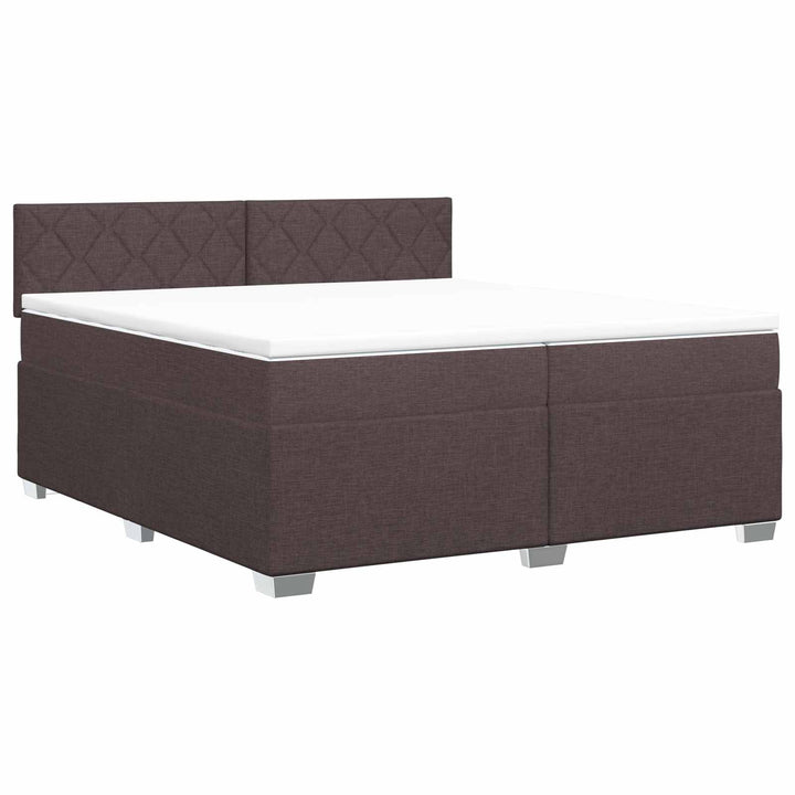 Boxmadras med topmadras Mørk Brun 200 x 200 cm Stof