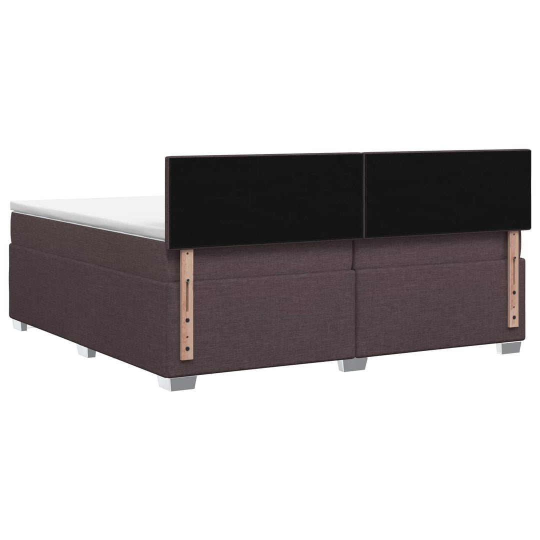 Boxmadras med topmadras Mørk Brun 200 x 200 cm Stof