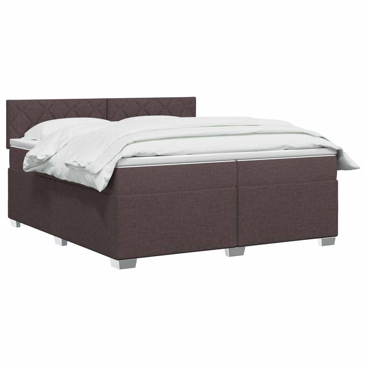 Boxmadras med topmadras Mørk Brun 200 x 200 cm Stof