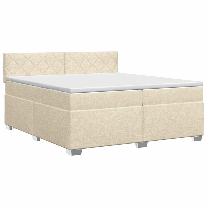 Boxmadras med topmadras Cremefarvet 200 x 200 cm Stof