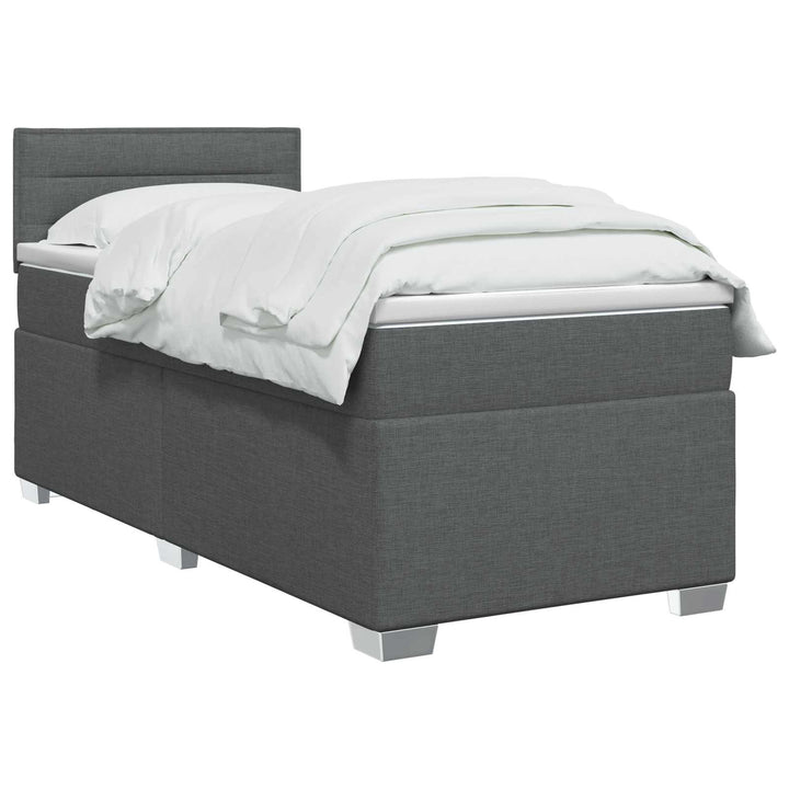 Boxmadras med topmadras med hovedgærde Mørkegrå 90 x 190cm Stof