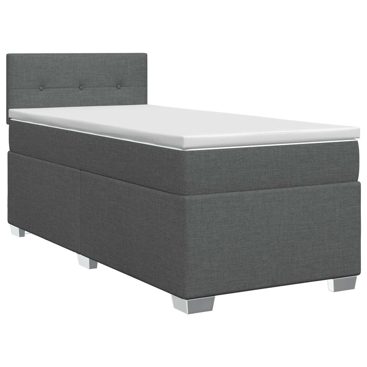 Boxmadras med topmadras med hovedgærde Mørkegrå 90 x 190cm Stof