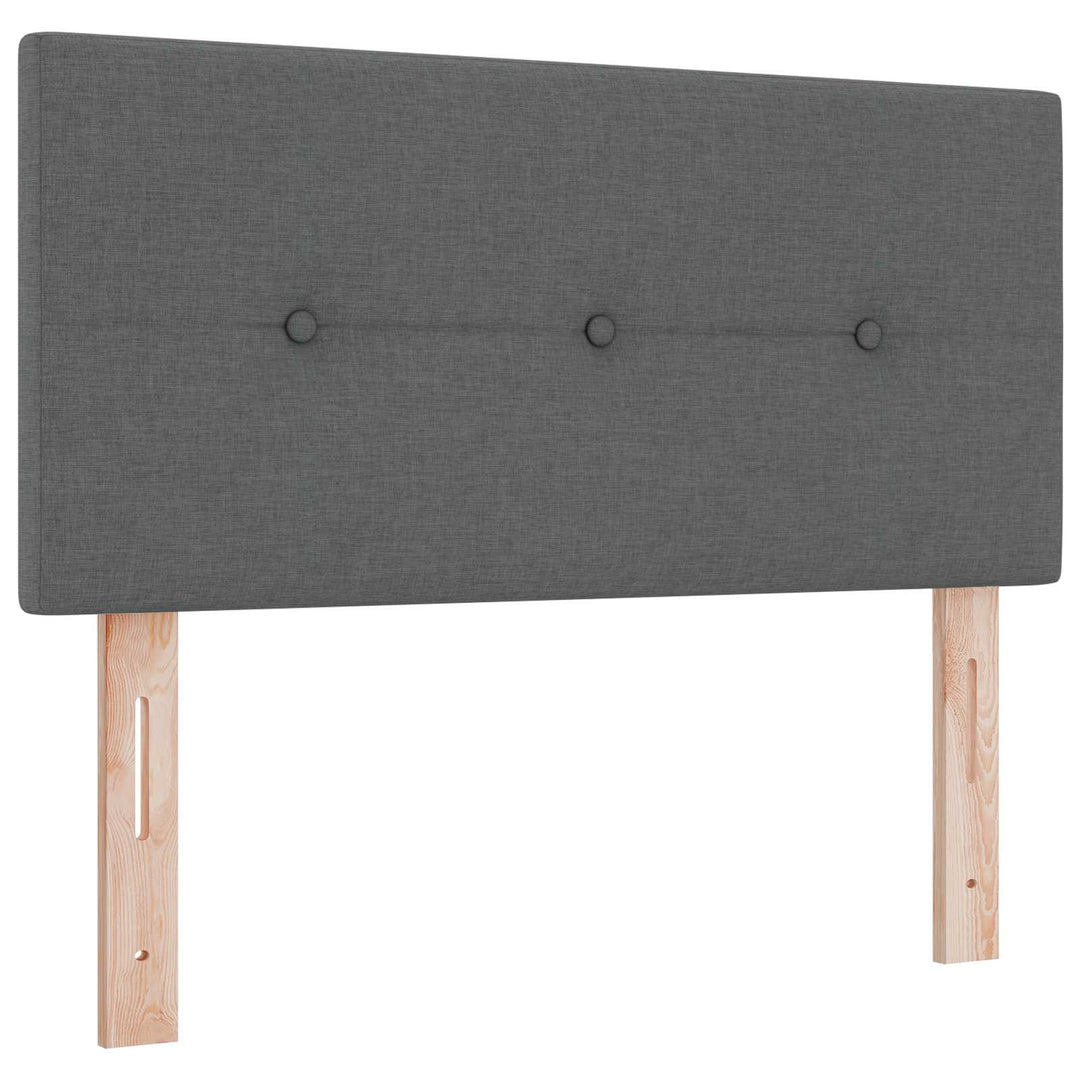 Boxmadras med topmadras med hovedgærde Mørkegrå 90 x 190cm Stof