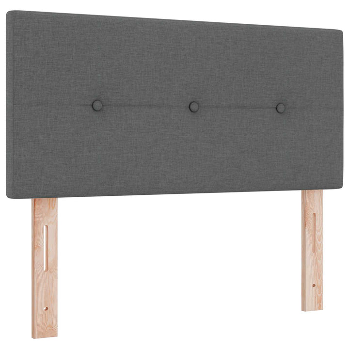 Boxmadras med topmadras med hovedgærde Mørkegrå 90 x 190cm Stof