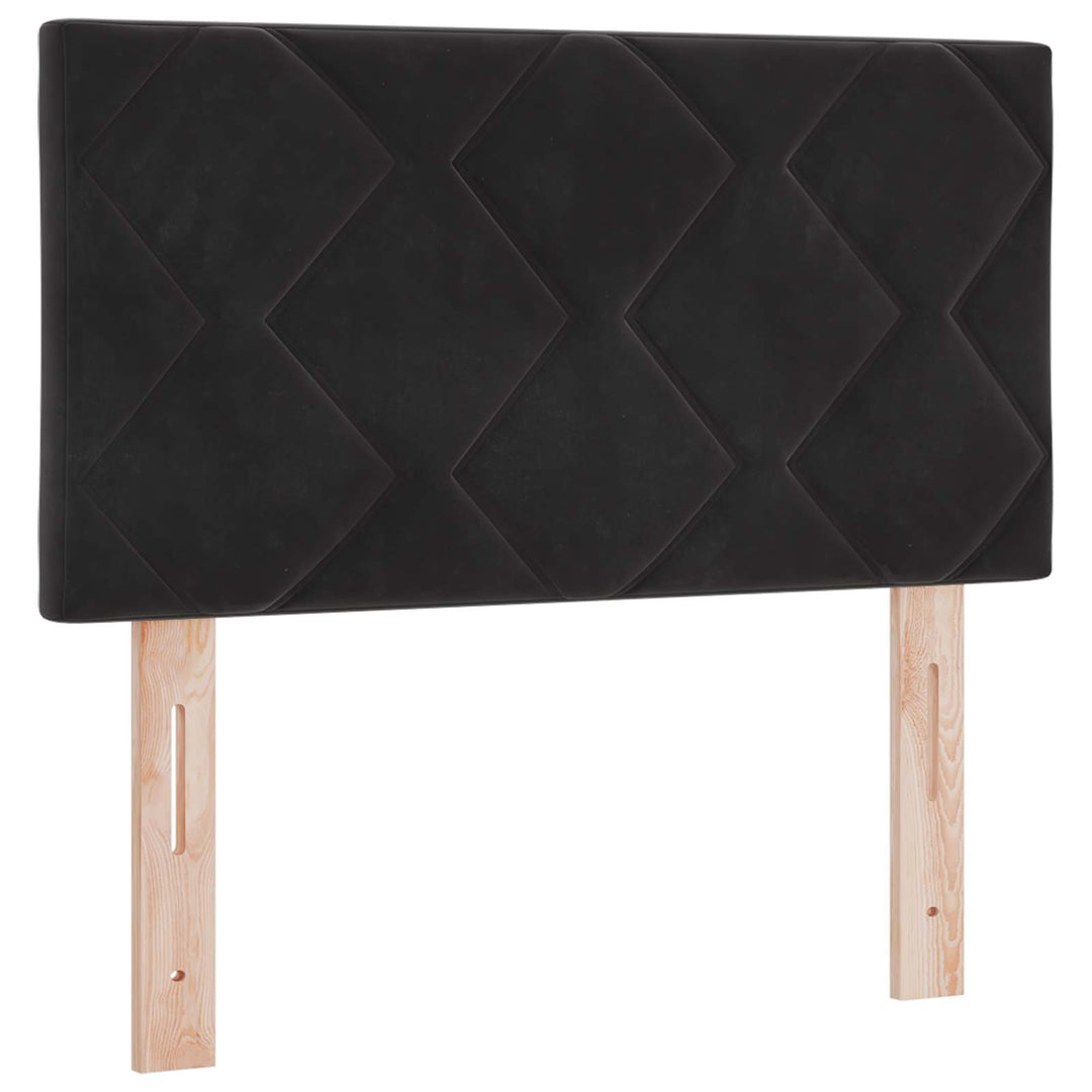 Boxmadras med topmadras med hovedgærde Sort 80 x 200 cm Fløjl