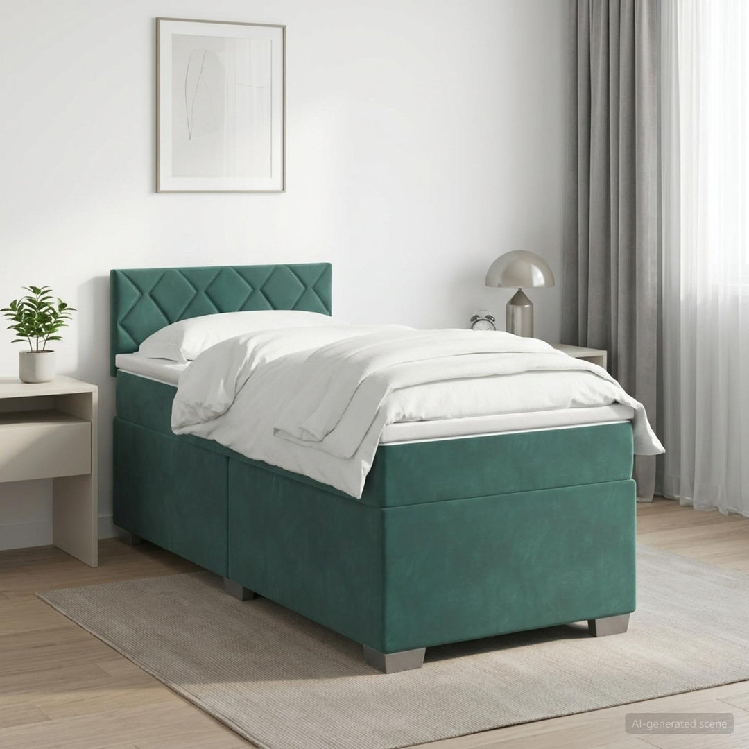 Boxmadras med topmadras Mørkegrøn 80 x 200 cm Fløjl