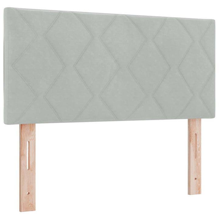 Boxmadras med topmadras Lysegrå 90 x 200 cm Fløjl