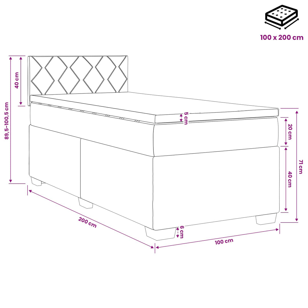 Boxmadras med topmadras Mørkegrøn 100 x 200 cm Fløjl