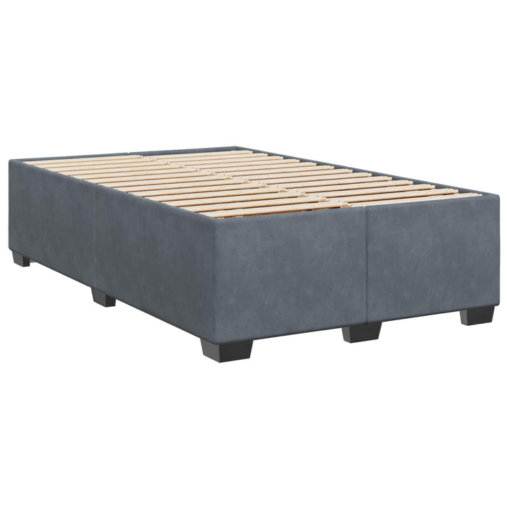 Boxmadras med topmadras Mørkegrå 120 x 190 cm Fløjl