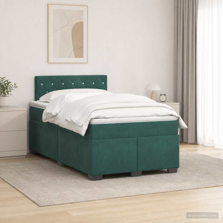 Boxmadras med topmadras Mørkegrøn 120 x 190 cm Fløjl