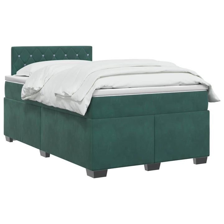 Boxmadras med topmadras Mørkegrøn 120 x 190 cm Fløjl